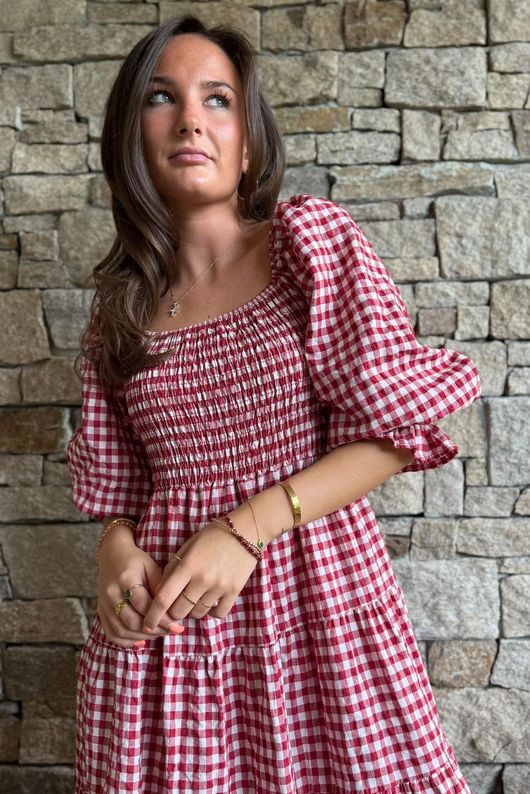 Nonni Gingham Darling Dress Sangria